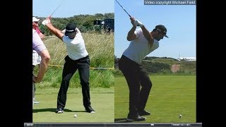 Jon Rahm golf swing  Long Iron faceon amp downtheline July 2017 [upl. by Lathe]