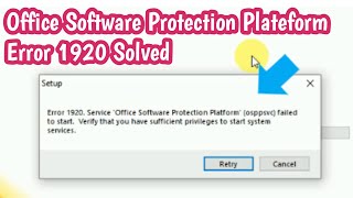 Error 1920  Office Software Protection Plateform Failed to Start Resolved  Office 2010 error 1920 [upl. by Ardnossak]