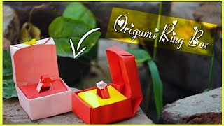 How To Make Origami Paper Ring Box Easy Tutorial [upl. by Nanice]