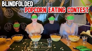 POPCORN EATING CONTEST BLINDFOLDED Cacio Pop in New York City RainaisCrazy [upl. by Izawa]