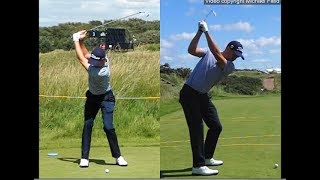 Justin Thomas golf swing  Long Iron faceon amp downtheline July 2017 [upl. by Eahsal]