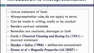 Misrepresentation Lecture 1 of 4 [upl. by Klarrisa]