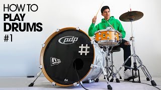 HOW TO PLAY DRUMS  Beginner Drum Lesson 1 [upl. by Weide]